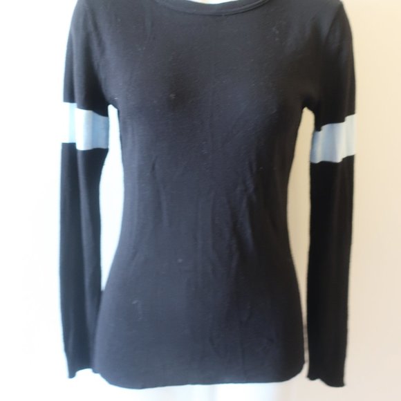 WOMENS POLKADOT USA BLACK BLUE CREW NECK THIN KNIT SWEATER S/M * - Picture 5 of 10